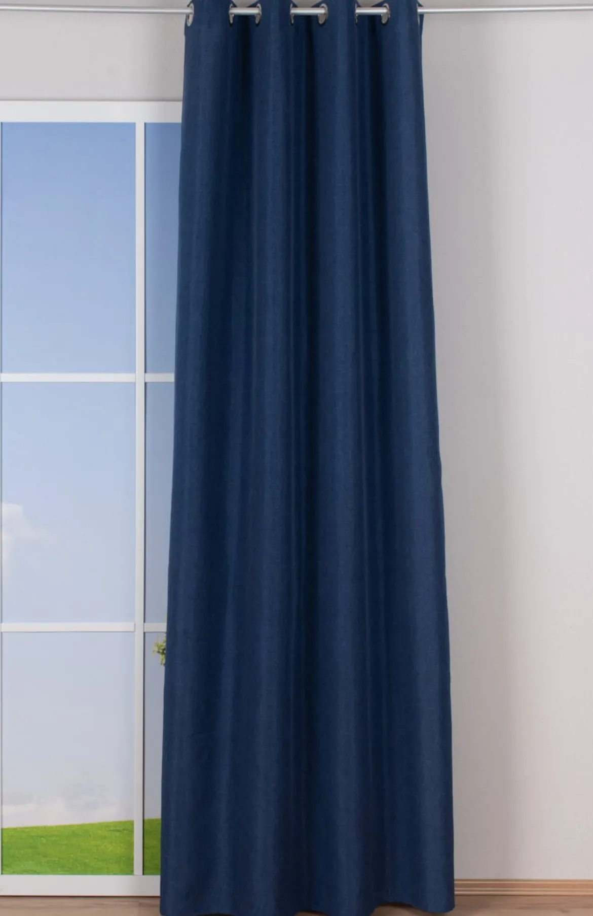 Ösenvorhang Brilliant Leinenoptik einfarbig blau 140x245cm