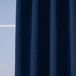 Ösenvorhang Brilliant Leinenoptik einfarbig blau 140x245cm