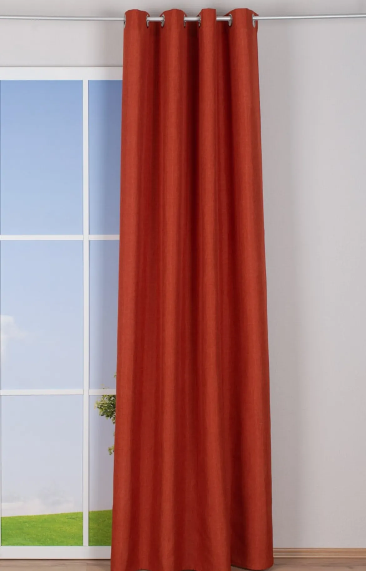 Ösenvorhang Brilliant Leinenoptik einfarbig terrakotta 140x245cm