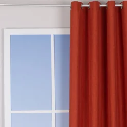 Ösenvorhang Brilliant Leinenoptik einfarbig terrakotta 140x245cm