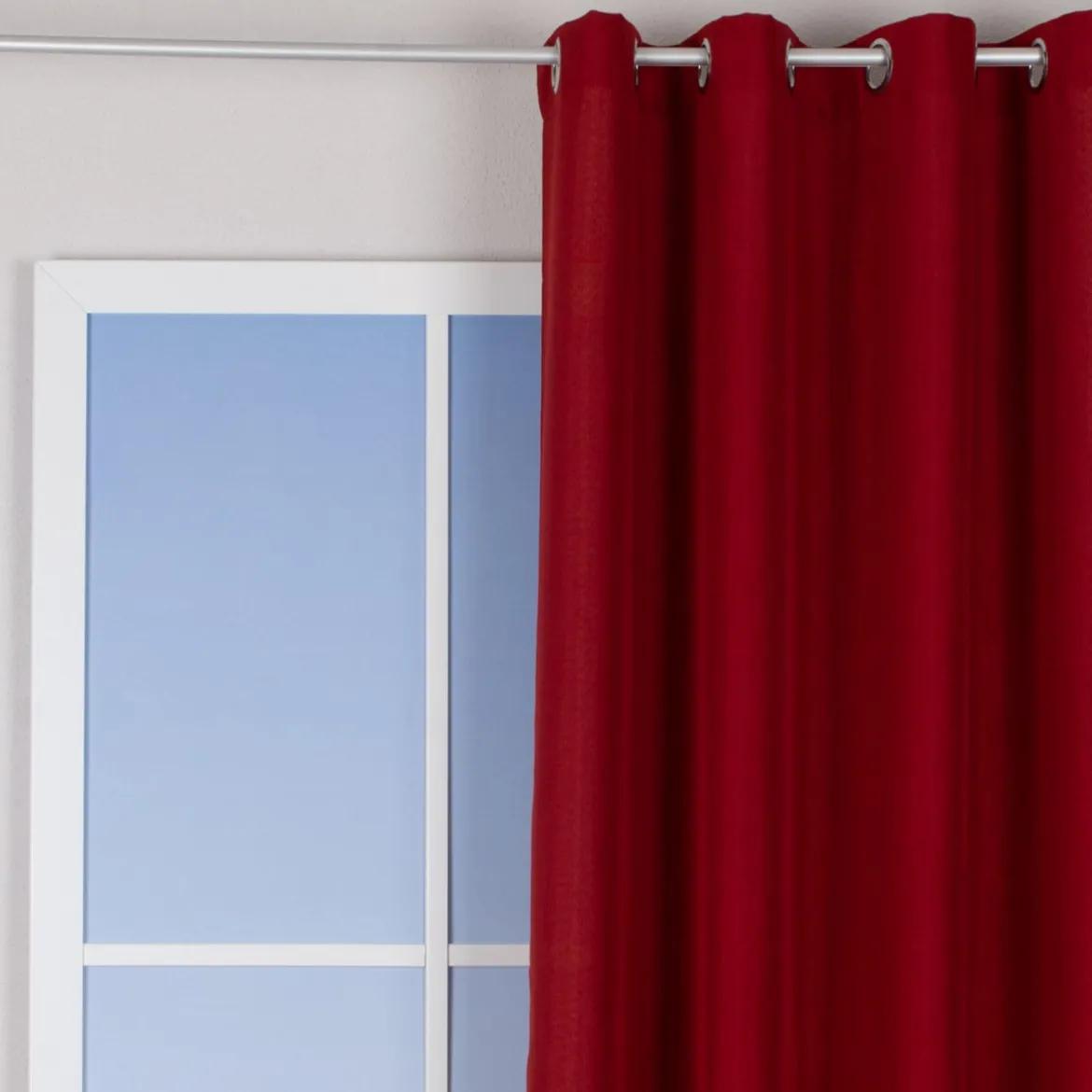 Ösenvorhang Brilliant Leinenoptik einfarbig rot 140x245cm