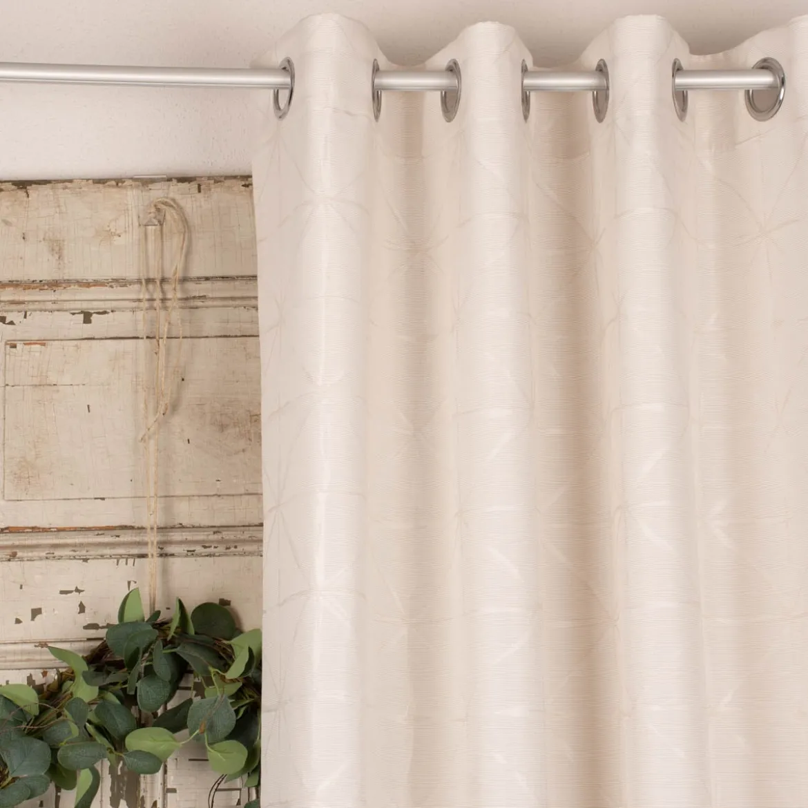 Ösenvorhang Charming Rauten Jacquardgewebe creme 140x255cm
