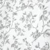 Ösenvorhang Claire mit Vögeln und Blumenranken weiß dunkelgrau 140x260cm