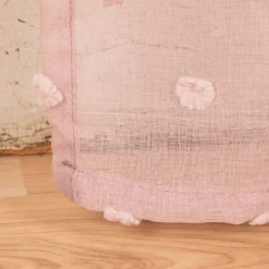 Ösenvorhang Dekoschal Leinenoptik Pompons rosa 135x245cm