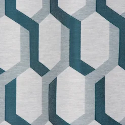 Ösenvorhang Jacquard grafisch weiß petrol 140x260cm