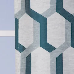 Ösenvorhang Jacquard grafisch weiß petrol 140x260cm