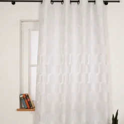 Ösenvorhang Jacquard grafisch ecru 140x260cm