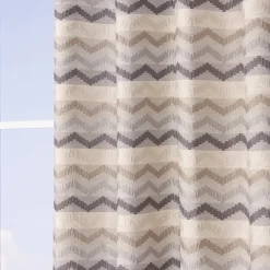 Ösenvorhang Jacquard Leinenoptik Chevronmuster weiß natur grau 135x250cm