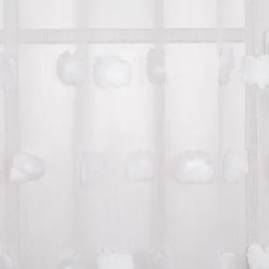 Ösenvorhang Leinenoptik mit Pompons uni weiß 140x260cm