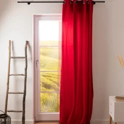 Ösenvorhang Miami Elbersdrucke blickdicht uni rot 140cmx255cm