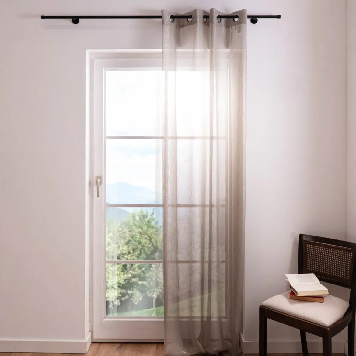 Ösenvorhang Mirage Elbersdrucke Batist transparent natur silber 140cmx255cm