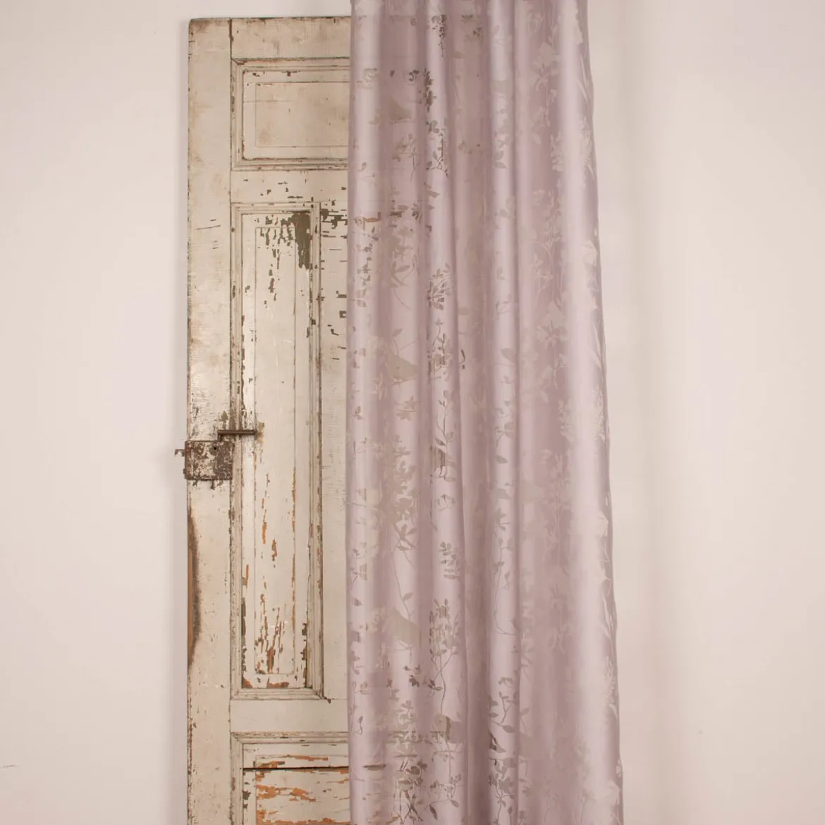 Ösenvorhang mit Allover Ausbrenner Motiv Zweige Vögel mauve 140x245cm