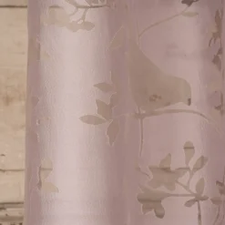 Ösenvorhang mit Allover Ausbrenner Motiv Zweige Vögel mauve 140x245cm
