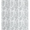 Ösenvorhang mit Farnblättern weiß schwarz 140x260cm