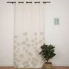 Ösenvorhang Oriana 140x260cm wollweiß natur Blumen – recycelte Garne