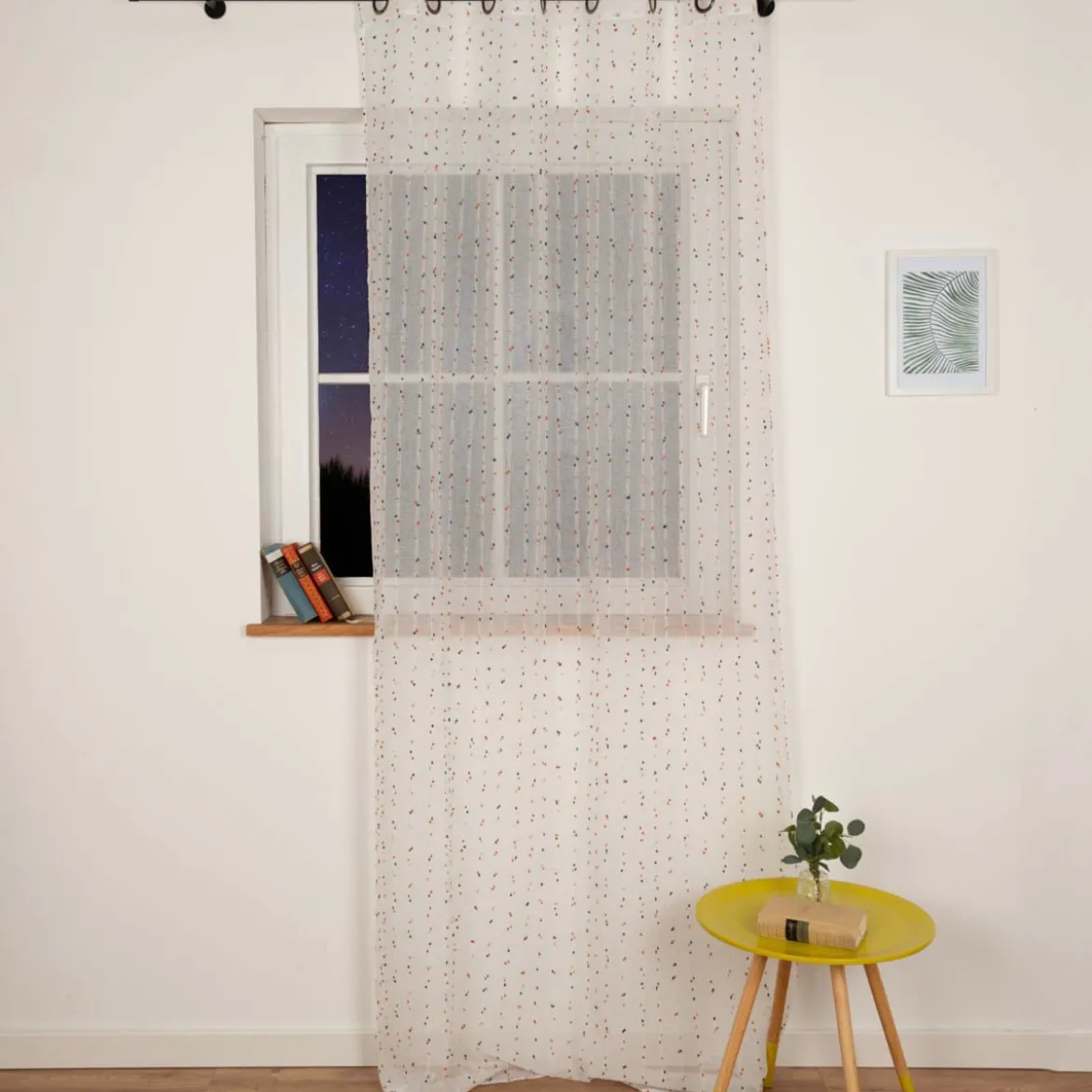 Ösenvorhang Voile Längsstreifen Pünktchen bunt 135x260cm