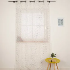 Ösenvorhang Voile Längsstreifen Pünktchen bunt 135x260cm