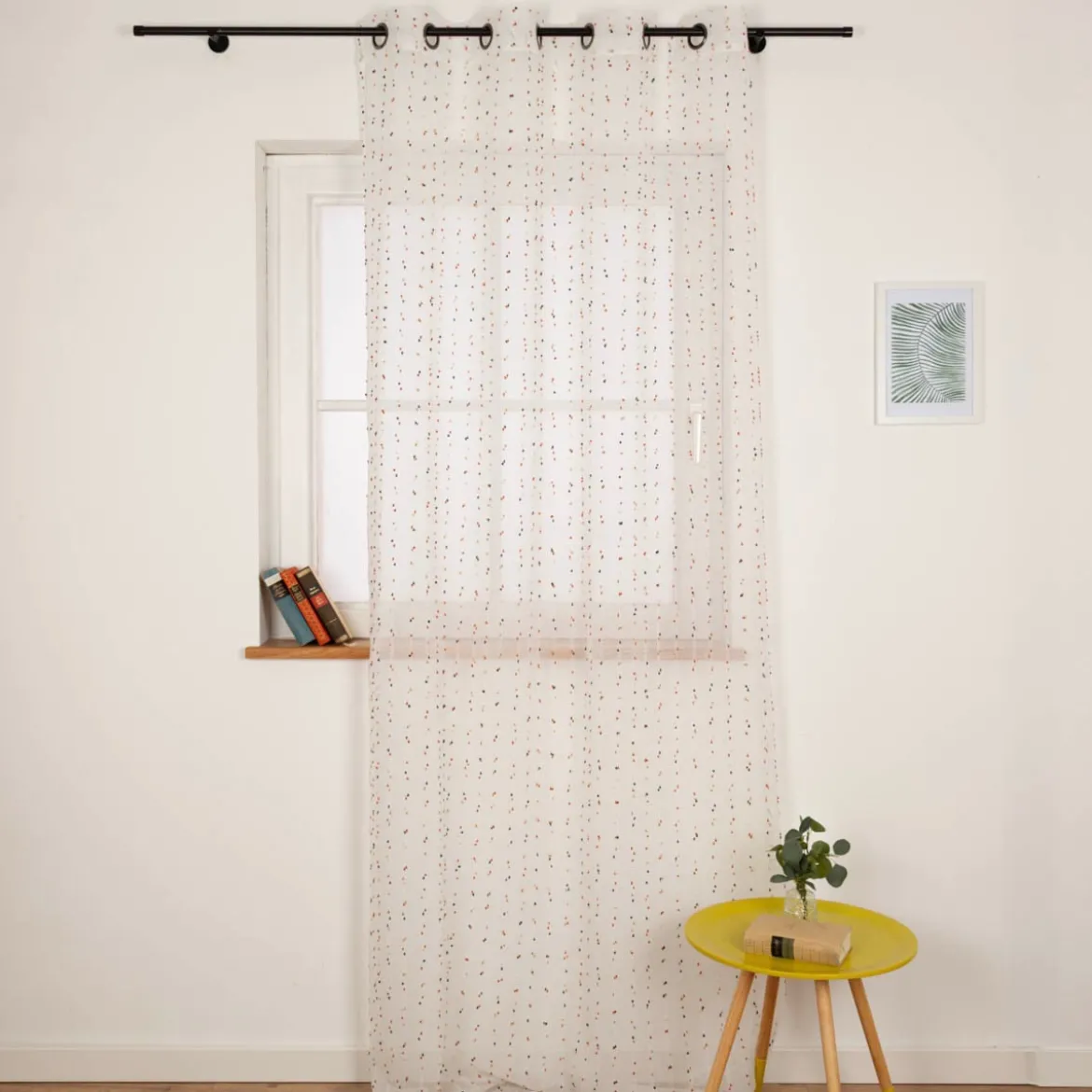 Ösenvorhang Voile Längsstreifen Pünktchen bunt 135x260cm