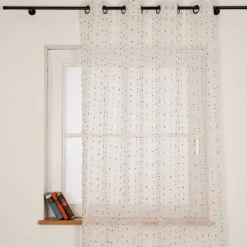 Ösenvorhang Voile Längsstreifen Pünktchen bunt 135x260cm