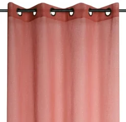 Ösenvorhang Voile marsala mit goldfarbigen Dreiecken 135x260 cm – transparenter Vorhang