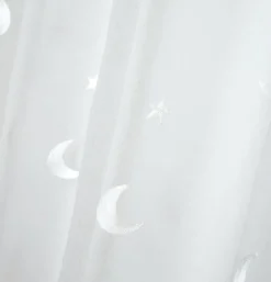 Ösenvorhang Voile mit Stickerei Sterne und Monde Farbverlauf natur 140x260 cm