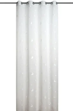 Ösenvorhang Voile mit Stickerei Sterne und Monde Farbverlauf natur 140x260 cm