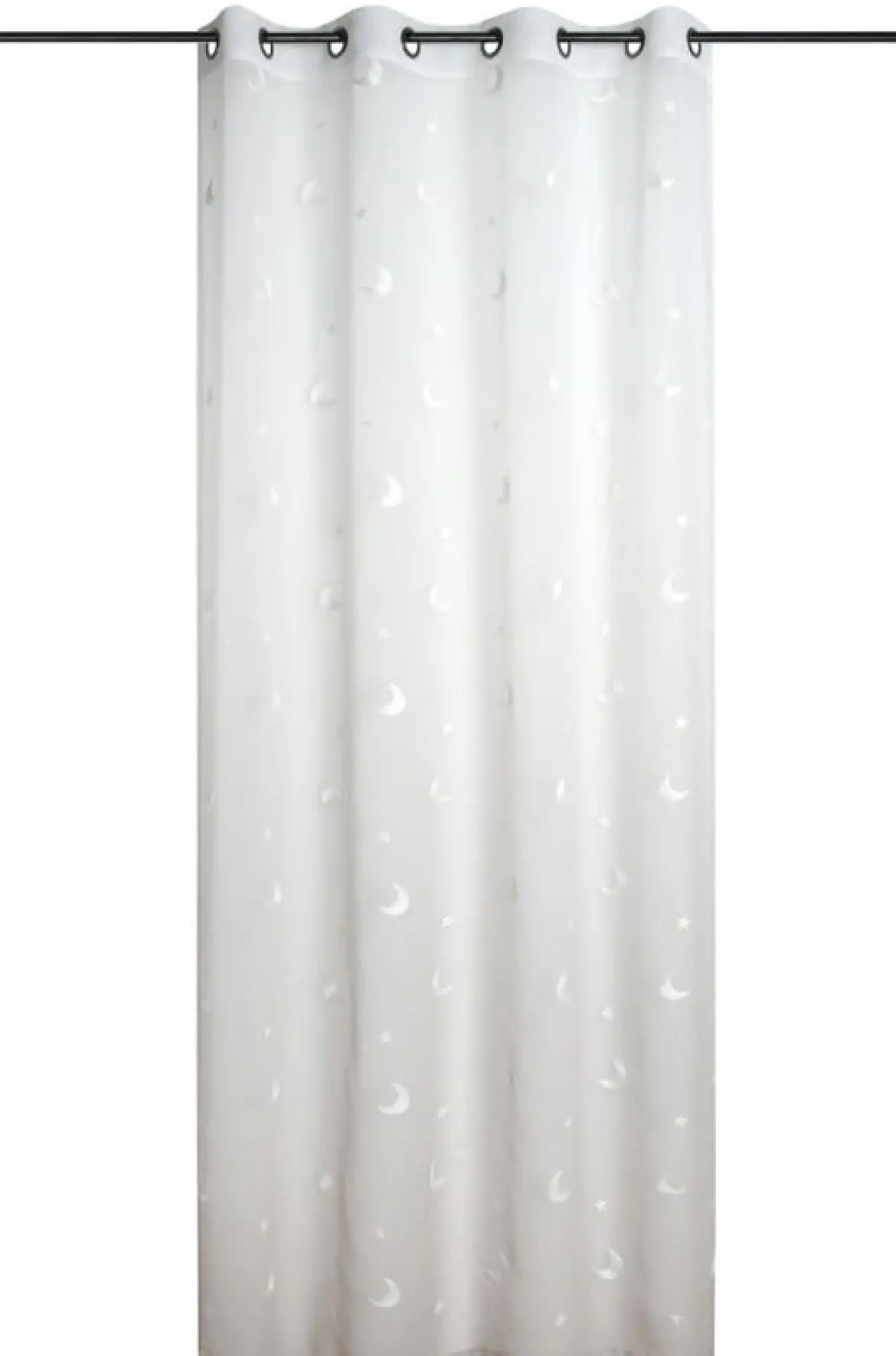 Ösenvorhang Voile mit Stickerei Sterne und Monde Farbverlauf natur 140x260 cm