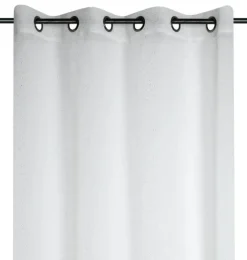 Ösenvorhang Voile weiß mit goldfarbigen Dreiecken 135x260 cm – transparenter Vorhang