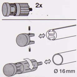 Serie Boston Endstücke Match 2 Stück Ø16mm edelstahl-optik