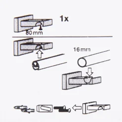 Serie Boston Träger kurz NEXT Stange oder Profil Ø16mm edelstahl-optik