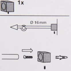 Serie Boston Wandlager NEXT Stange oder Profil Ø16mm edelstahl-optik
