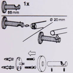 Serie LasVegas Träger kurz 1-Lauf Ø20mm rost