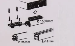 Serie London / Boston / NewYork Deckenträger für eckige Profilstange 18x18mm edelstahl-optik