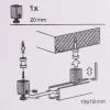 Serie London Deckenträger für eckige Profilstange 18x18mm edelstahl-optik