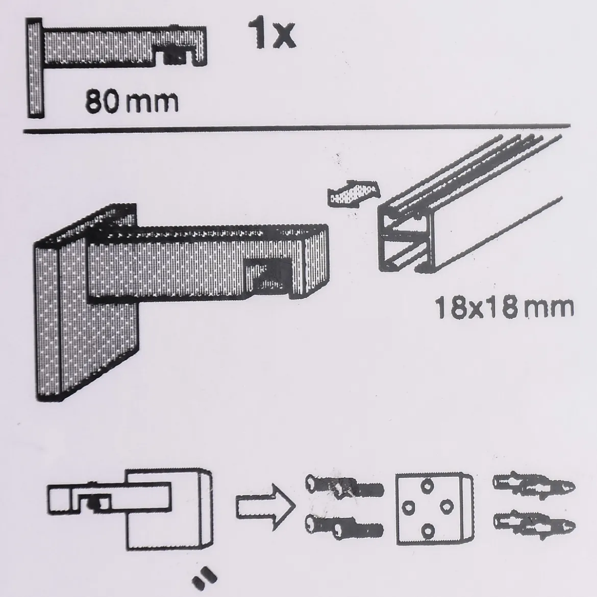 Serie London Wandträger 1-Lauf kurz für eckige Profilstange 18x18mm edelstahl-optik