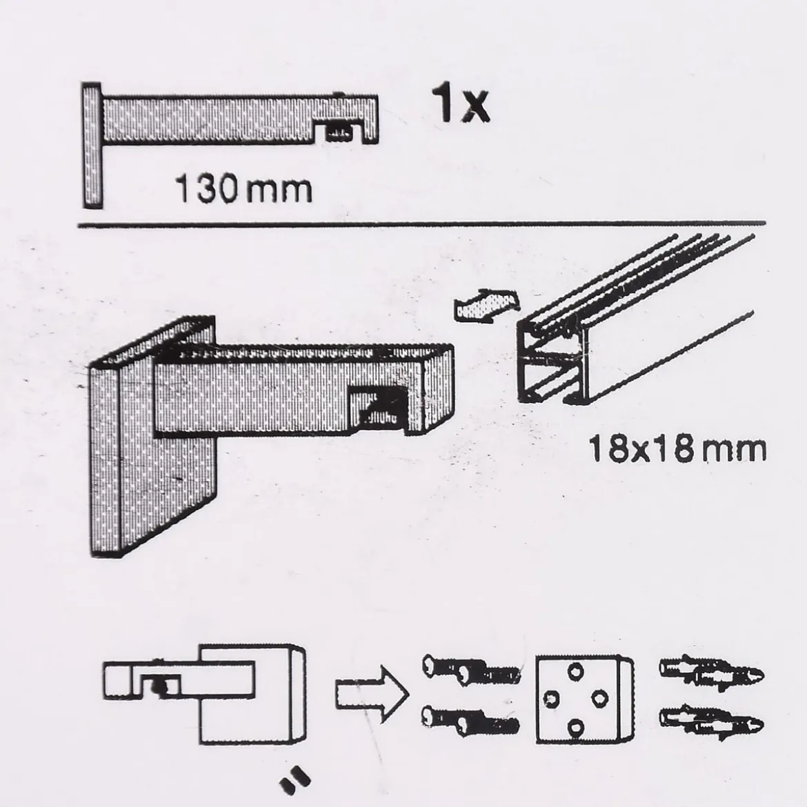 Serie London Wandträger 1-Lauf lang für eckige Profilstange 18x18mm edelstahl-optik