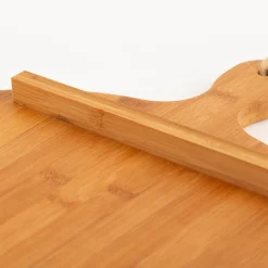 Servierbrett groß rund mit Griff Holz Bambus natur 42x3,5cm