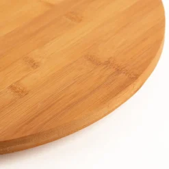 Servierbrett groß rund mit Griff Holz Bambus natur 42x3,5cm