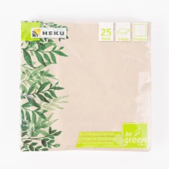 Serviette be green Blätter natur grün 33x33cm 2lagig 25 Stück