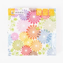 Serviette Blumen weiß bunt 33x33cm 3lagig 20 Stück