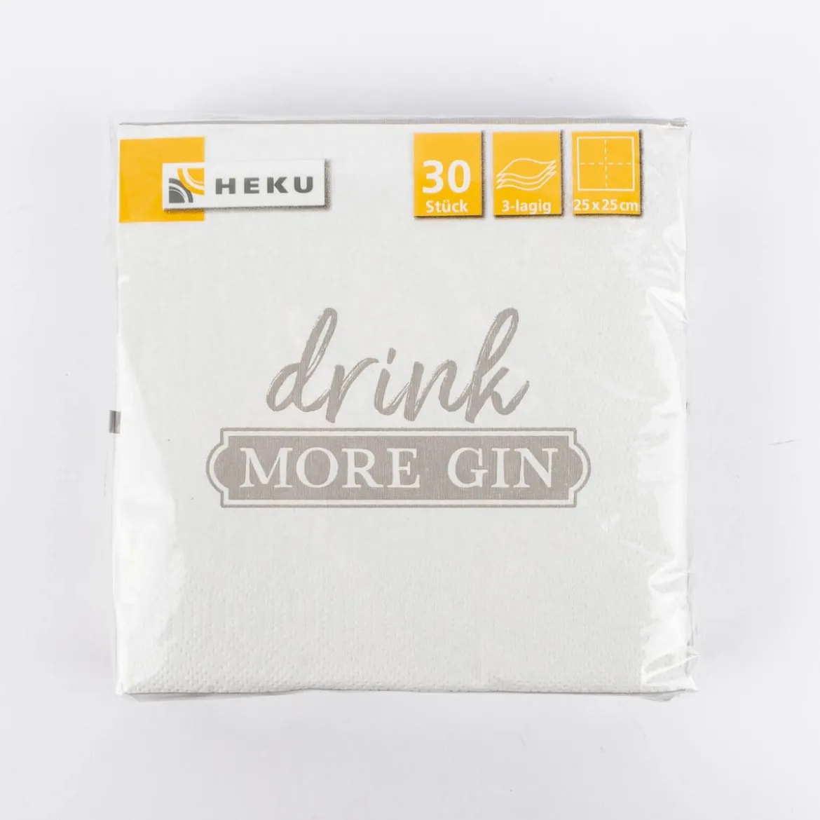 Serviette Drink more Gin weiß grau 25x25cm 3lagig 30 Stück