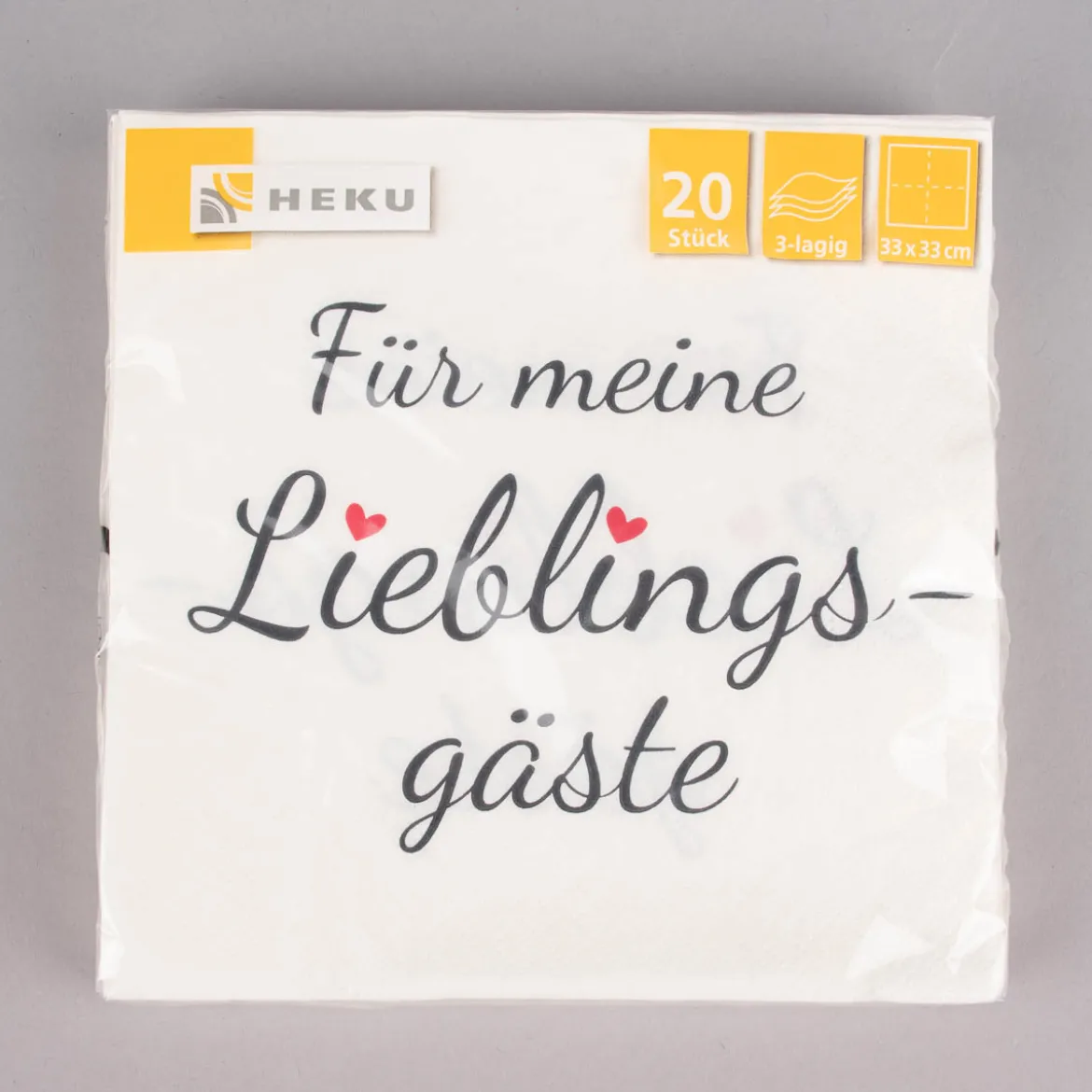 Serviette Für meine Lieblingsgäste cremeweiß grau rot 33x33cm 3lagig 20 Stück