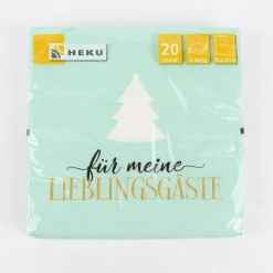 Serviette Für meine Lieblingsgäste Tannenbaum mintgrün bunt 33x33cm 3lagig 20 Stück