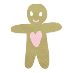 Serviette Gingerbread Man Lebkuchenmann goldfarbig 16x13cm 3lagig 20 Stück