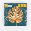 Serviette Golden Leaf Monstera-Blatt türkis goldfarbig 33x33cm 3lagig 20 Stück