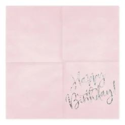 Serviette Happy Birthday holografisch schimmernd rosa silberfarbig 33x33cm 3lagig 20 Stück