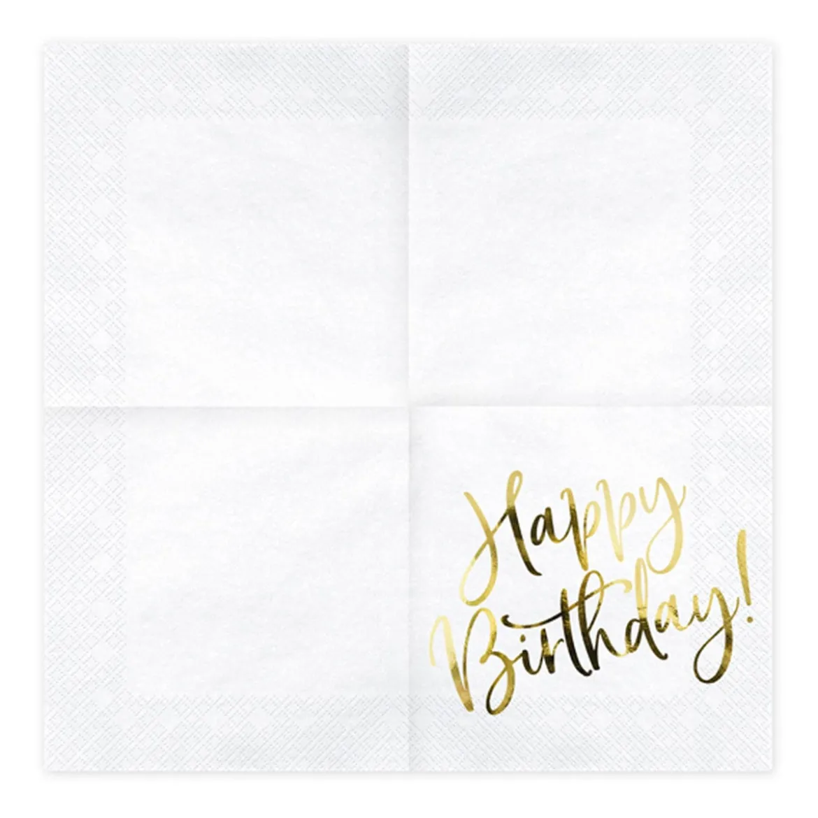 Serviette Happy Birthday weiß gold 33x33cm 3lagig 20 Stück