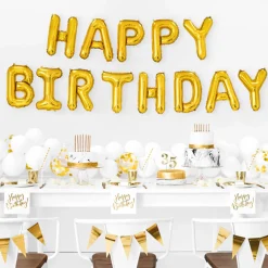 Serviette Happy Birthday weiß gold 33x33cm 3lagig 20 Stück