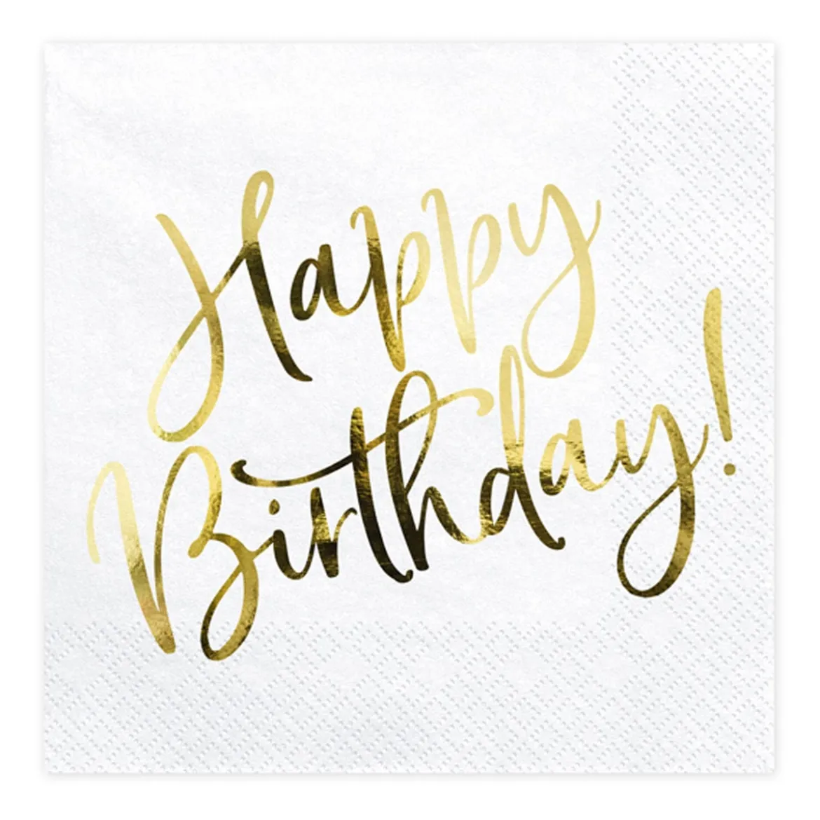 Serviette Happy Birthday weiß gold 33x33cm 3lagig 20 Stück