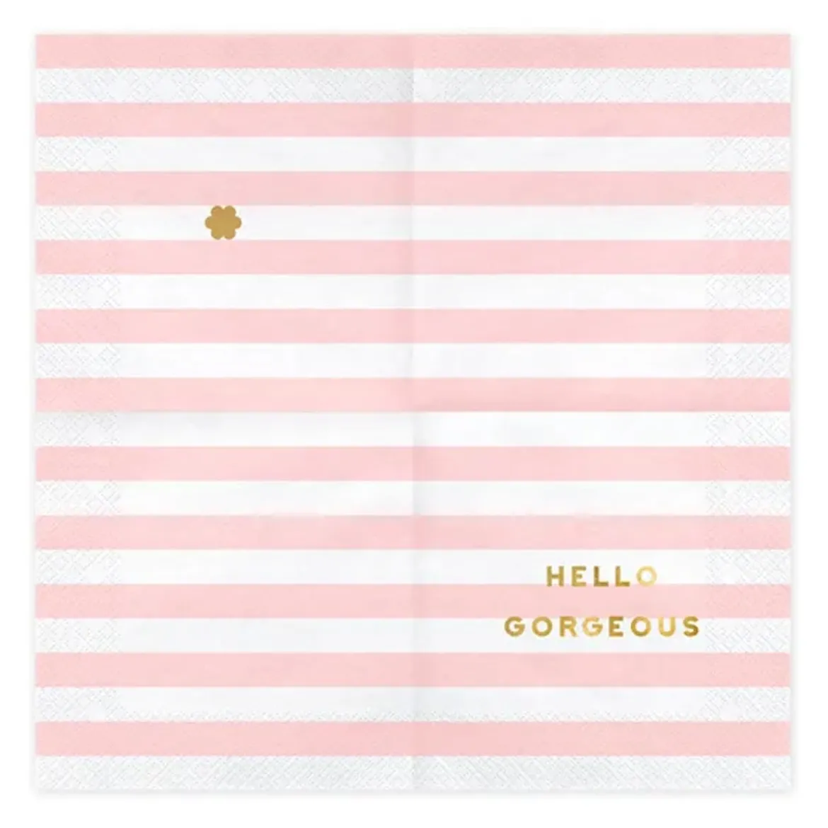Serviette Hello Gorgeous Streifen rosa weiß goldfarbig 33x33cm 3lagig 20 Stück
